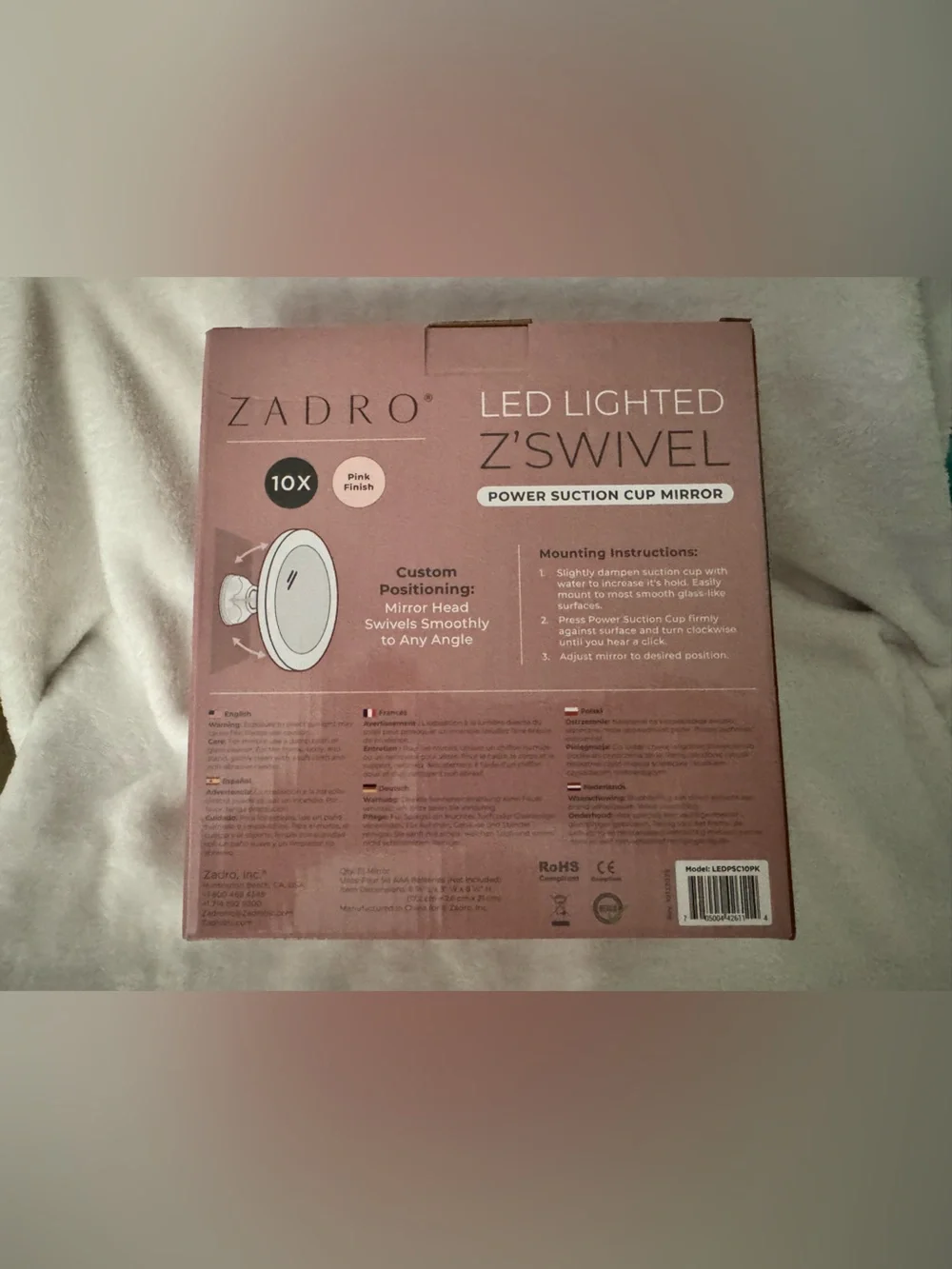 ZAD LED Lighted Z'Swivel Mirror - Pink